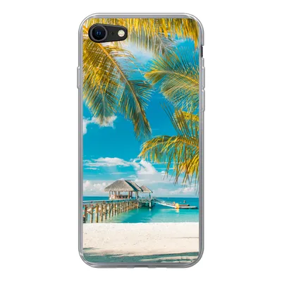 Produktbild von MuchoWow® Handyhülle Schutzhülle Hülle für iPhone 8 Strand - Palme - Meer Silikon Softcase Handy Hülle - Schutzhaube