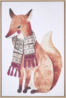 Produktbild von BELIANI Leinwandbild Mehrfarbig Stoff Canvas MDF-Platte 63x93 cm Rechteckig mit Schattenfugenrahmen Tiermotiv Fuchs Modern Wohnzimmer Schlafzimmer Flur