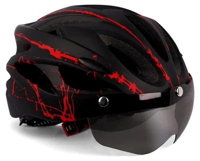 Produktbild von Fahrradhelm für Erwachsene mit Magnetvisier (Rot Schwarz)