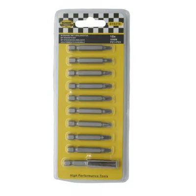 Produktbild von Bits Set 10 Stück 50mm pz1 + pz2 mit Verlängerung