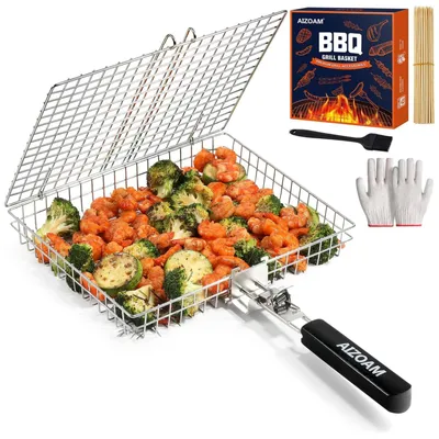 Obrázek produktu pro Přenosný grilovací koš z nerezové oceli pro ryby, zeleninu a maso