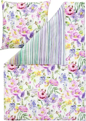 Produktbild von LOESCHEN Estella Mako-Satin Bettwäsche Wendy Farbe multicolor Größe 155x220 + 80x80