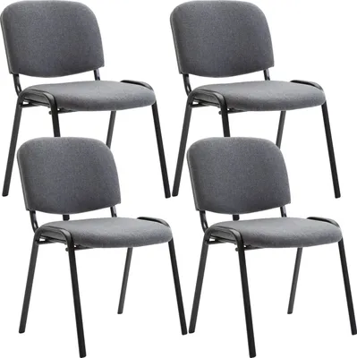 Produktbild von CLP 4er Set Besucherstuhl Ken Stoff stapelbar und mit modernem Design grau