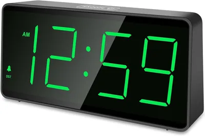 Productafbeelding van Digitale wekker, werkt op batterijen, met grote LED-cijfers, snooze-functie, instelbare volumeregeling en helderheid, automatische dimfunctie, 12/24-uurs weergave