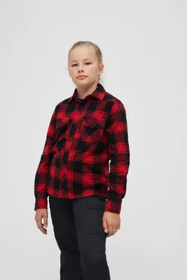 Produktbild von Brandit Hemd Uni Kids Checkshirt rot/schwarz Basics 100% Baumwolle 158/164