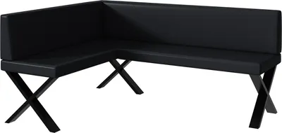 Produktbild von MEBLINI Eckbank für Esszimmer - Küchenbank - Essecke - Sitzecke Küche - ERIC - X-Beine 128x168x87cm Links - Schwarz Kunstleder