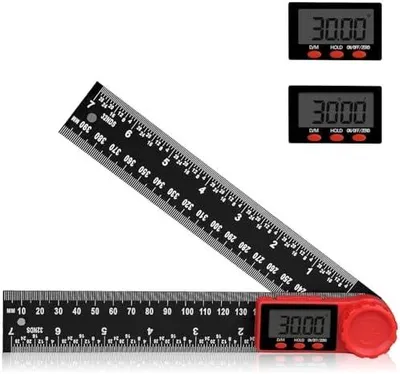 Produktbild von Winkelmesser Digital, Aweohtle 2 in 1 Digitaler Winkelmesser mit Lcd Anzeige,HOLD und Feststell Funktion, 360° drehbares Winkellineal für Maschinenbau, Holzbearbeitung und Messung - 400mm