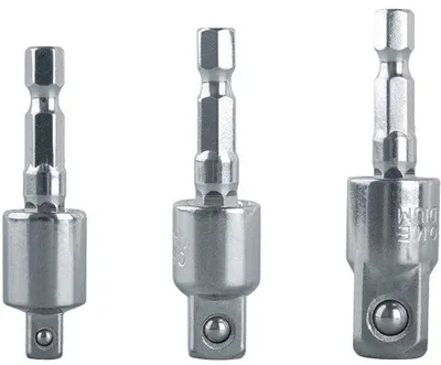 Productafbeelding van Set van 3 pneumatische schroefmachines met 360-graden rotatie, universele aansluitingen, zeshoekige handgrepen en draaibare vierkante verlengstukken (1/2, 3/8, 1/4 inch, zilver)