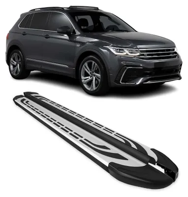 Image de Marchepieds Latéraux pédale pour VW Tiguan II 2016-2023 Aluminium Gris Noir 2x