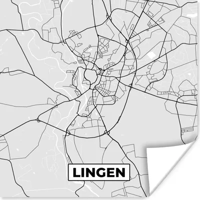 Produktbild von MuchoWow® Poster Karte - Deutschland - Lingen - Karte - Stadtplan 75x75 cm - Wand Dekoration