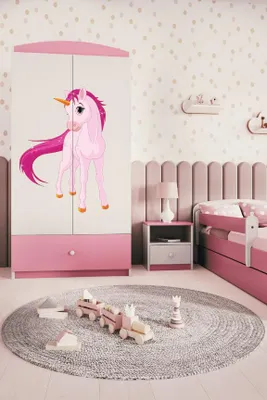 Immagine prodotto di Armadio per bambini Babydreams Armadio ad ante battenti Armadio unicorno rosa chiaro