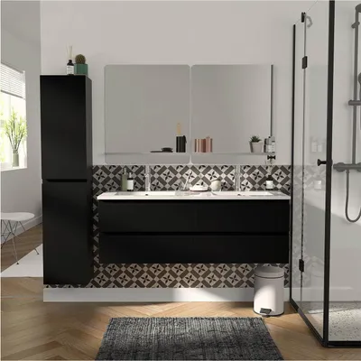 Image de Ensemble meuble double vasque SORRENTO 120cm avec plan céramique