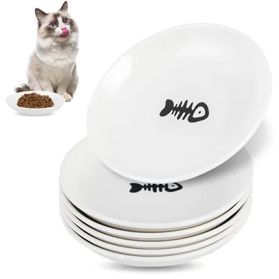 Imagen del producto de Cuencos de cerámica para comida de gatos, juego de 6 unidades, diseño elevado, para gatos