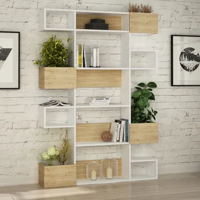 Produktbild von NIHO Bücherregal - Weiß - Eiche