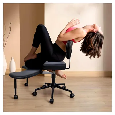 Produktbild von Bürostuhl mit Kreuzbeinen, ergonomischer Schreibtischstuhl für Erwachsene, drehbar und höhenverstellbar, Meditationsstuhl mit Lendenwirbelstütze