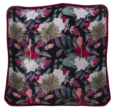 Fluwelen Kissen mit Blumen, 45 x 45 cm