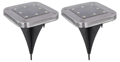 Produktbild von 2x LED Solarleuchte, Wegeleuchte, Edelstahl, H 13 cm