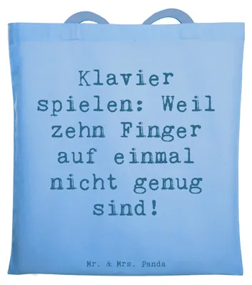 Produktbild von Mr. & Mrs. Panda Schultasche Spruch Klavier Magie - Sky Blue - Geschenk, Musiker, Musik, Koordination, Instrument, Tote Bag, Jutebeutel, Elfenbeintasten, Tasche, Shopping