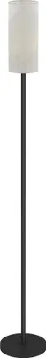 Produktbild von Weiße Stehlampe mit Leinenschirm, Metallstange und Fußschalter - Elegante Stehleuchte für Wohnzimmer