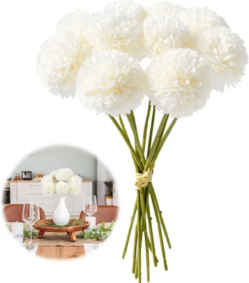 Produktbild von Kunstblumen Hydrangea 29 cm, 12 Stück, Weiße Chrysanthemen, für Hochzeit und Festdekoration