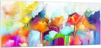 Produktbild von Bilder auf glas - Blumen Wiese Sommer - 100x40cm - Glasbilder - Wandbilder - Kunstdruck - zum Aufhängen bereit - Wanddekoration aus Glas - Glas Bilder - Wandbild auf Glas - Einteilig - GAB100x40-4095