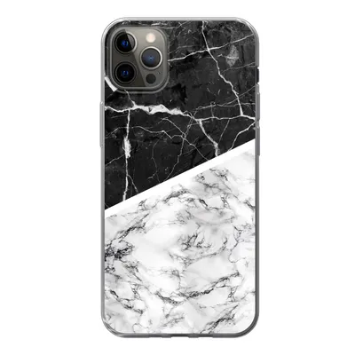 Produktbild von MuchoWow® Handyhülle Schutzhülle Hülle für iPhone 13 Pro Max Marmor - Schwarz - Weiß Silikon Softcase Handy Hülle - Mobiltelefon
