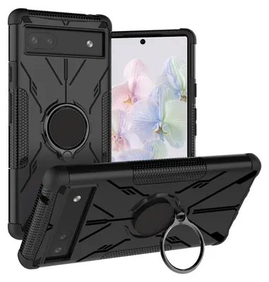 Obrázok produktu pre Pre Google Pixel 6a Design Ring Hybrid Cover Puzdro na mobilný telefón Black