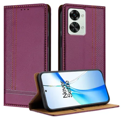 Produktbild von Handyhülle für OnePlus Nord 2T Leder Flip Klappbare Schutzhülle mit Standfunktion Lila
