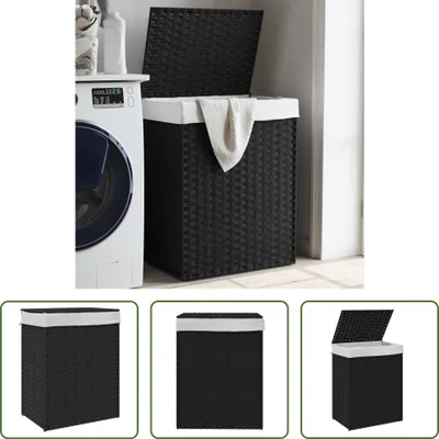 Immagine prodotto di The Living Store Cesto per la biancheria con coperchio nero 46x33x60 cm Poly Rattan