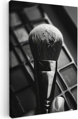 Produktbild von MuchoWow® - Leinwandbilder - Make-up-Pinsel - Vintage - Schwarz und weiß, Wandbild, Wanddeko Bilder Wohnzimmer, 40x60 cm