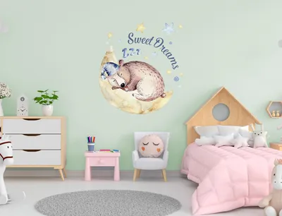Babytiere auf Wolken mit Mond und Sternen – Decords Wandtattoo, Produktansicht 1