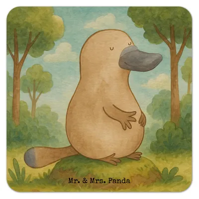 Produktbild von Mr. & Mrs. Panda Tischuntersetzer Schnabeltier Mut Design 25er Set - Weiß - Geschenk, Getränkeuntersetzer, Tassenuntersetzer, Bierdeckel, Arbeit, Meer, Motivation, Büro