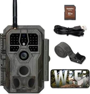 Produktbild von GARTEPRO E8 Wildlife Camera WLAN 32 GB SD -Karte, 64 MP H.264 1296p Video, 27 m Infrarot Nachtsicht Bewegungssensor WiFi -Mobiltelefonübertragung, 0,1