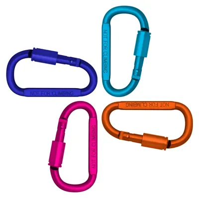 Productafbeelding van Aluminium Karabijnhaak met Schroefsluiting - 8 cm D-vorm - 4 Stuks