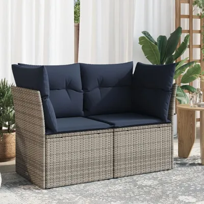 Produktbild von Möbel Gartensofa 2-Sitzer mit Kissen Grau Poly Rattan - Gartensofas 366149