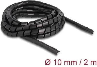 Productafbeelding van Delock spiraalslang, flexibel, 2 meter x 10 mm, zwart