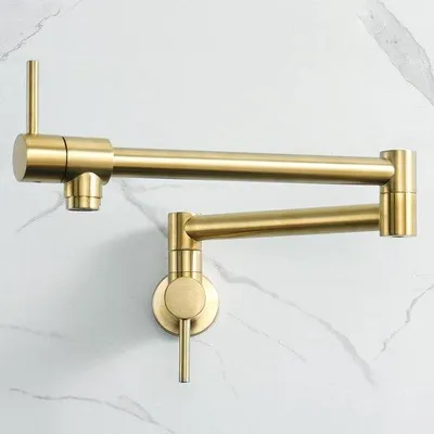 Immagine prodotto di Rubinetto da cucina a parete con funzione di ricircolo - Braccio estensibile - Portata di 213 pollici - Colore oro - Braccio orientabile