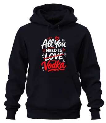 Produktbild von All You Need Is Vodka Lustig Spruch Alkohol Sarkasmus Hoodie Kapuzenpullover, Navy, XL