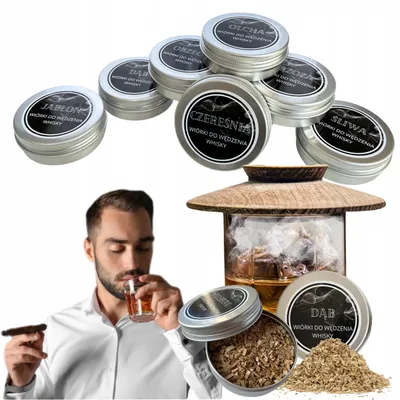 Zdjęcie produktu dla Naturalne Wióry do Wędzenia Whisky Drewniane Zestaw 8 Smaków do Alkoholu