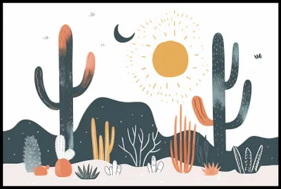 Immagine prodotto di Poster 91,5x61cm Cactus al tramonto