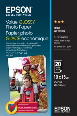 Zdjęcie produktu dla Błyszczący papier fotograficzny Epson C13S400037 (10x15cm-20 arkuszy)