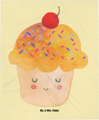 Produktbild von Mr. & Mrs. Panda Plaid Cupcake - Gelb Pastell - Geschenk, Wunder, Motivation Sprüche, Fleecedecke, Lustige, Erstlingsdecke, Schlummerdecke, Cupcakes, Babydecke, Muffin