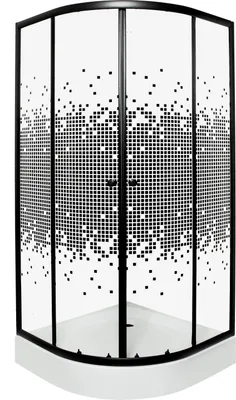 Zdjęcie produktu dla Kabina prysznicowa Kerra PIXEL 90cm BL, półokrągła, czarna, z brodzikiem 16cm