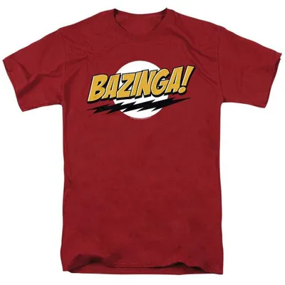 Obrázok produktu pre Tričko s nápisom "Bazinga" zo seriálu "Teória veľkého tresku" – uni, pánske/dámske, model TV37782 (veľkosť XL), farba: kardinál