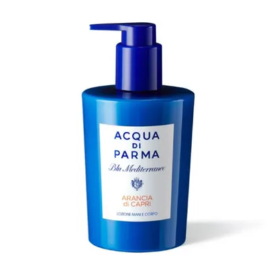 Obrázok produktu pre Acqua di Parma Blu Mediterraneo Arancia di Capri, Mlieko, Unisex, Hydratačné, Hydratačný, Zmäkčovadlo, 300 ml, Flakón s pumpičkou, Citrón