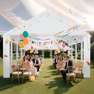 Image de ACXIN 4x8 mètres, pavillon de jardin multifonctionnel blanc, avec une structure en acier robuste, un toit étanche et un montage rapide, idéal pour les fêtes de jardin et les mariages