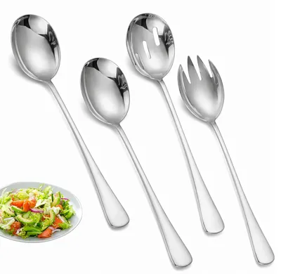 Salatbesteck aus Edelstahl, 4-teilig, 28 cm, spülmaschinengeeignet