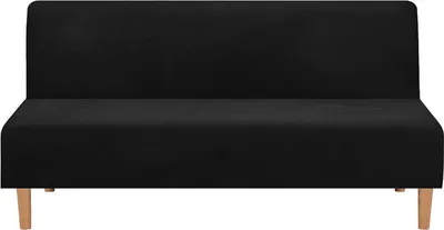 Produktbild von Samt Futon Bezug Armlose Sofabezüge, Schlafsofa Stretch Futon Couchbezug Sofa Schonbezug Möbelschutz, Schwarz