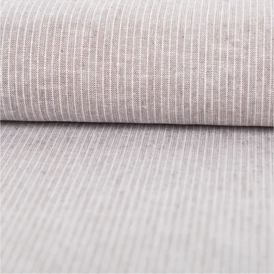 Produktbild von Leinenstoff Meterware Baumwollstoff Chambray Nadelstreifen braun 1,38m