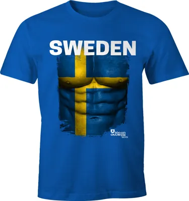 Produktbild von EM T-Shirt Herren Fußball Schweden Flagge Fanshirt Waschbrettbauch MoonWorks®  XXL